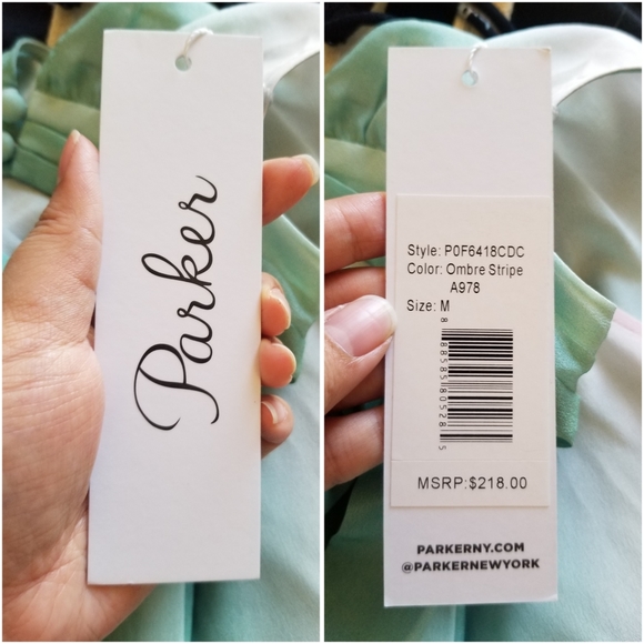 PARKER Ombre Stripe Rainbow High Neck 100% Silk Top - Picture 5 of 15